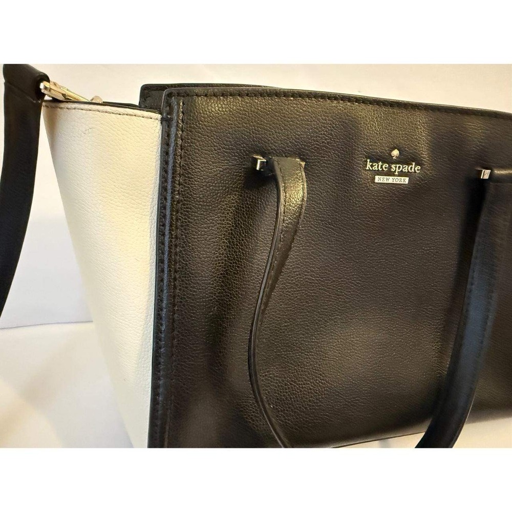 Kate Spade New York Pebbled Leather Colorblock Satchel Crossbody Bag Black Cream